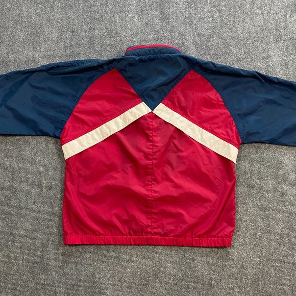 VINTAGE Woolrich Windbreaker Jacket Adult Small Red White Blue Hooded 90s VTG - Picture 10 of 16